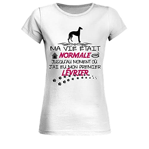 T-Shirt Femme Ma Vie était Normale Jusqu'au Moment où J'Ai EU Mon Premier Lévrier - Blanc - XXL Cover
