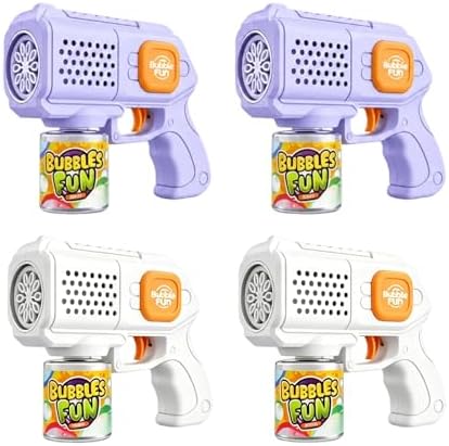 PANACARE Seifenblasenpistolen 4er Set, Seifenblasenmaschine Gun Kinder 10000+ Blasen/Min mit Seifenblasenlösung/LED Licht, Geschenk für Kinder/Geburtstag/Party/Hochzeit, Bubble Gun