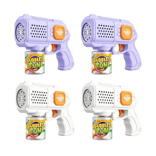 PANACARE Seifenblasenpistolen 4er Set, Seifenblasenmaschine Gun Kinder 10000+ Blasen/Min mit Seifenblasenlösung/LED Licht, Geschenk für Kinder/Geburtstag/Party/Hochzeit, Bubble Gun 4PCS (White+Purple)