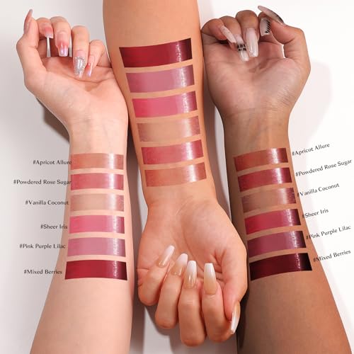 KIMUSE Lip Gloss Stick, 2PCS Moisturizing Lip Gloss & Balm, Non Sticky Lip Plumper Solid Lipstick Click Lip Balm, Buildable, Vegan & Cruelty-Free