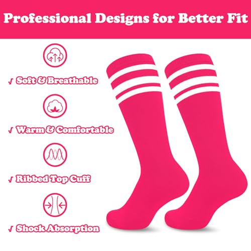 Image of Sarfel Youth Toddler Soccer Socks Kids Baseball Socks Youth Boys Girls Knee High Softball Football Accessories Tube Cotton