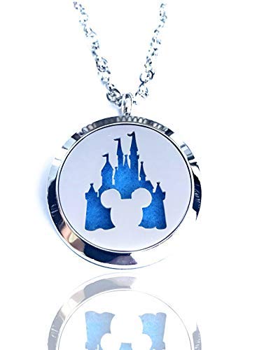 FIKA Mickey Mouse Aromatherapy Essential Oils Necklace Pendant Air Freshener Locket Pads included (Magic Kingdom)