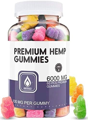 HempTotally Hemp Gummies 6000MG - 100MG per Gummy with Organic and Vegan Hemp Oil, Candy Supplements for Pain, Mood Improvement, Stress, Inflammation Relief, Sleep & to Boost Immunity Support