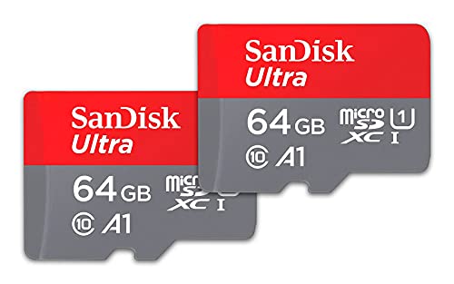 SanDisk-Pack-de-2-tarjetas-Ultra-microSDXC-de-64-GB-Hasta-120-MBs-Adaptador-SD-Rendimiento-de-apps-A1-Clase-10-U1