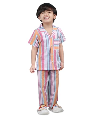 Image of POLKA TOTS 100% Pure Cotton Half Sleeve Night Suit for Kids, Girls & Boys | Cotton Pyjama Set | Unisex Night Dress for Children | Night Suit for Girls |Sleepwear for Kids | Winter Night Dress for Boys