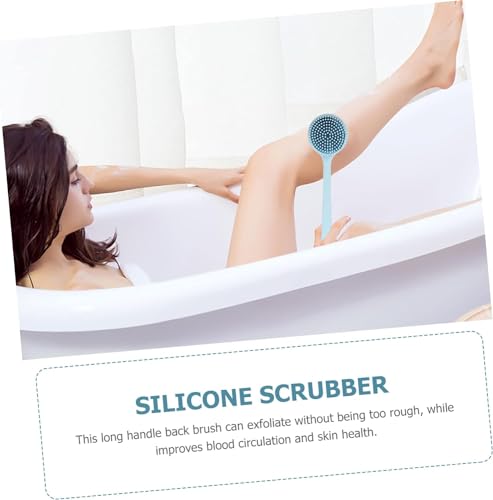 Image of RENESMEE Massage Brush Bathing Brush Practical Back Cleaning Scrubber Silicone Bath Brush Multi-Function Body Long Handle Double-Sided Shower Brush Back Massage Exfoliation Wisp Body Scrub Brush