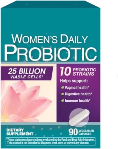 Women's Daily Probiotic, 25 Billion Viable Cells, 90 Vegetarian Capsules, 10 Probiotic Strains, Supports Vaginal, Digestive, Immune Health Sold by W&L