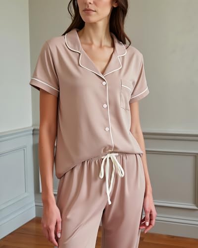 Image of BORN Pajamas for Women Set Button Down, 2 Piece Pajama Sets, Soft Womens Pajama Sets