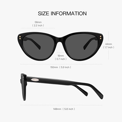 Image of Vintage Cat Eye Sunglasses Trendy Acetate ShadesUV400, Exclusive Brand of EssilorLuxottica