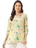 feranoid Designer V-Neck Short Straight Kurti with 3Quarter Sleeves Lime Amazon Deal