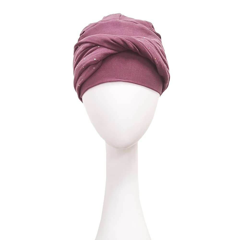 CAREBELL Turban Chemioterapia Elegance Malva Gold Bambusowa na wypadanie włosów, ZŁE, rozmiar uniwersalny