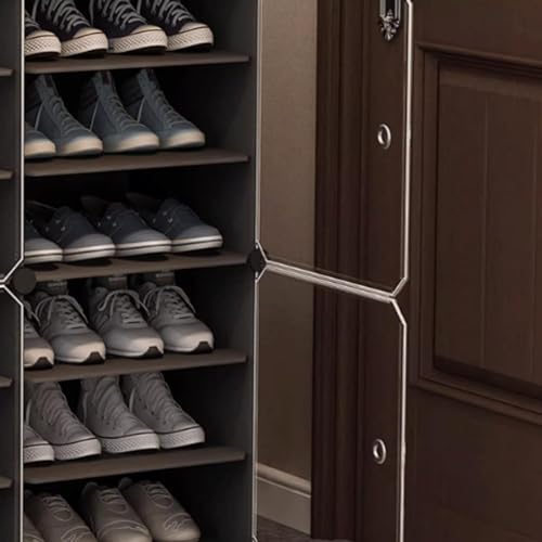 Image of Shoe Rack Multipurpose 5 Shelves Shoe Rack with Zip Door Cover & Side Pockets, Multiuse Wide Shelve,Rack for Footwear, Toys, Clothes (Dark Grey, 6-Layer)