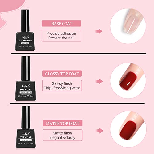 LKE Gel Nail Polish Kit with 72W UV LED Nail Lamp,6 Colors Gel Polish Set with Lamp Starter Kit, Pink Nude Soak Off with Base and Glossy & Matte Top Coat Nail Art DIY Manicure Salon and Home for Women - Image 5