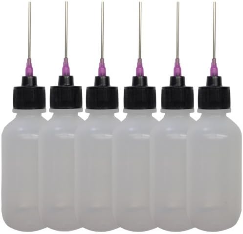 Botella aplicadora con aguja de acero inoxidable calibre 16 para cemento solvente acrílico soldado 16, paquete de 6