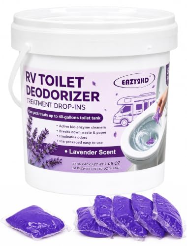 Image of Eazy2hD 50 Packs RV Toilet Treatment, Black Water Holding Tank Deodorizer | Pre-measured Pods, Breaks Down Waste & RV Toilet Paper, Reduces Odor. Prevents Clog. For Marine Holding Tank, Lavender scent
