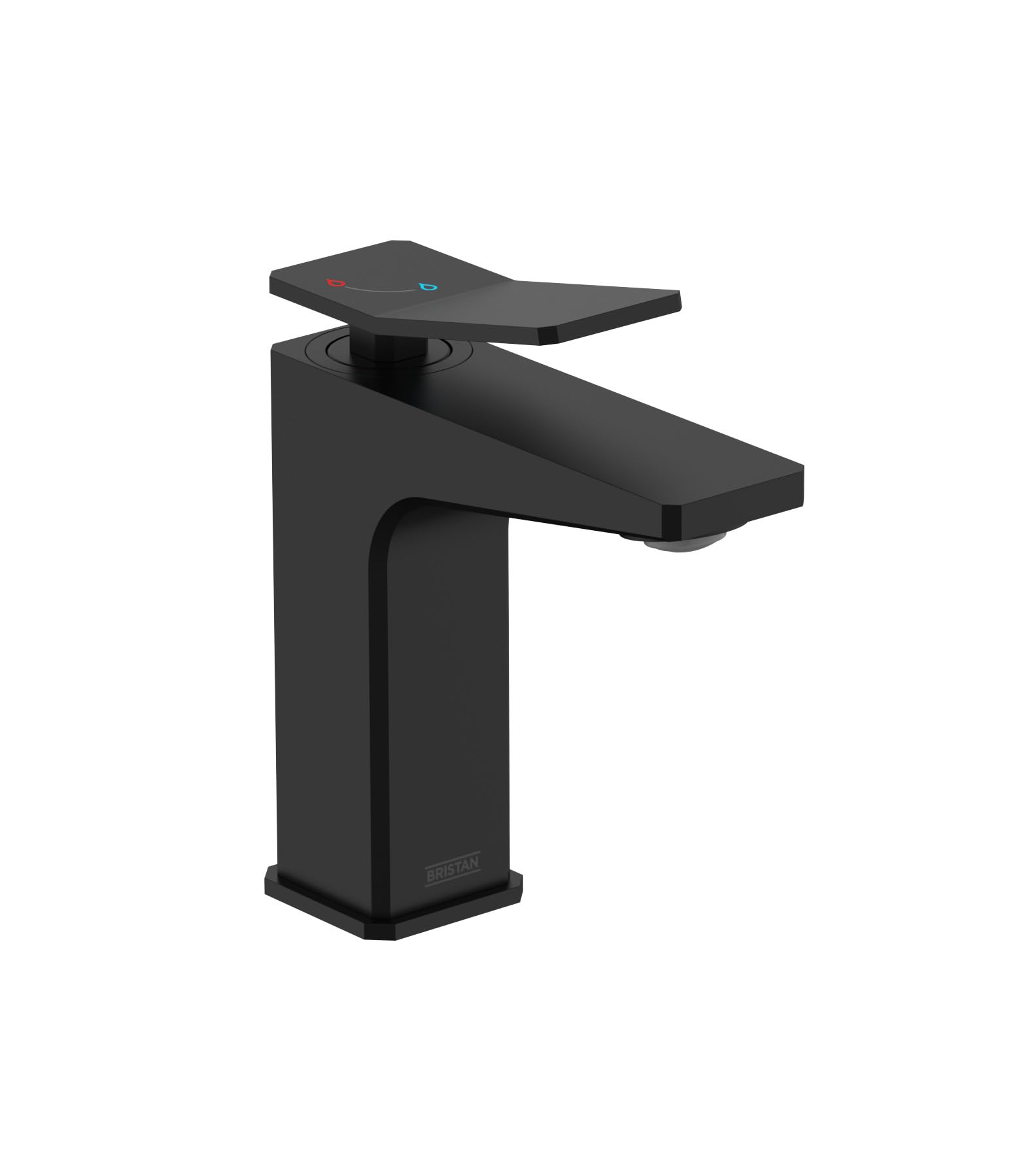 Bristan Tangram Eco Start Basin Mixer with Clicker Waste, Deck Mounted Bathroom Tap, Black Finish