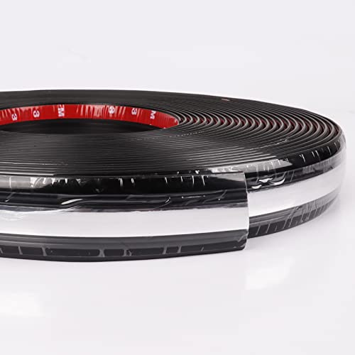 Car Element 18Feet Automotive Trim Molding - 43Mm Wide Body Side Moulding Strip(Self Adhesive) For Car/Truck/Rv Bumper Door Window Scratch-Proof - Black With Silver #TOP11