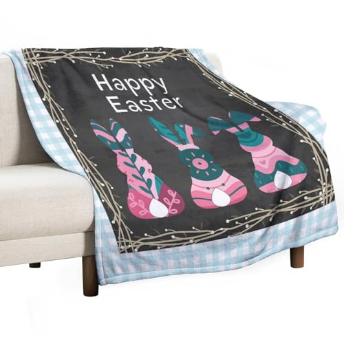 Couverture polaire plaid Happy Easter pour cocooning au salon - 2