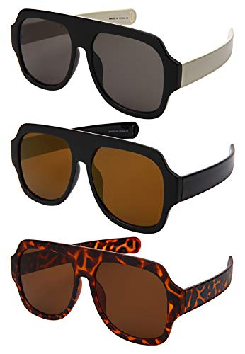 Edge I-Wear Square Sunglasses for Women Men Aviator Sunglasses Flat Top 541095-KGM-1(BLK+WHT.sd)3