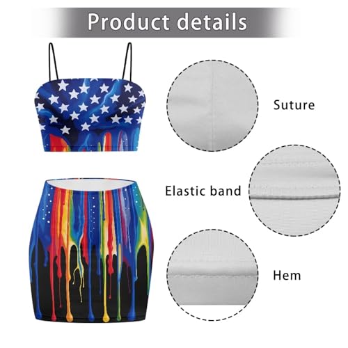 Image of Biyejit Women's 2 Piece Summer Outfits Spaghetti Strap Crop Tops and Bodycon Mini Skirt Dress Set Plus Size S-4XL