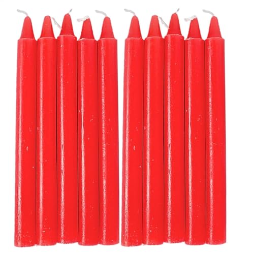 Gupcaqosjw 10 velas cónicas, velas blancas, velas rojas, velas cónicas de larga duración, vela sin perfume, vela de supervivencia, vela de cena, vela para el hogar, vela roja de boda, vela para cortes