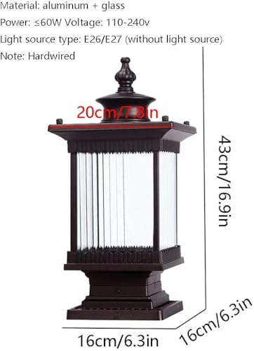 Image of Glowave Decorative Outdoor Coffee Square Post Light Pillar Light Column Light, Waterproof Lantern Post for Patio or Fench Deck, Doorway Porch Pillar Lamp - Warm White (6735-Coffee)