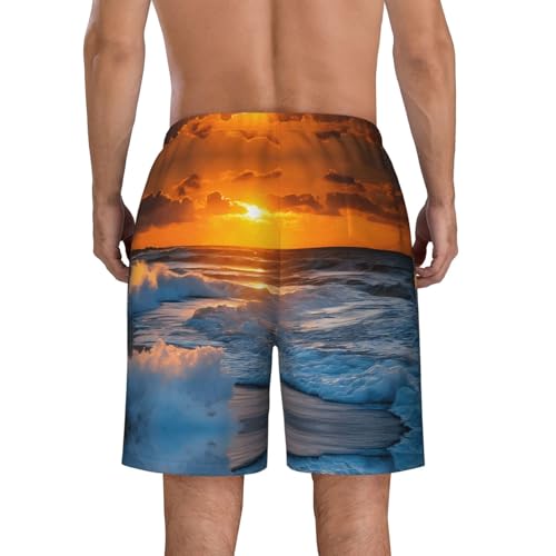 Beach with Sunset Print Men's Beach Pants Lightweight Quick-Dry Swim Pants with Mesh Lining for Men4