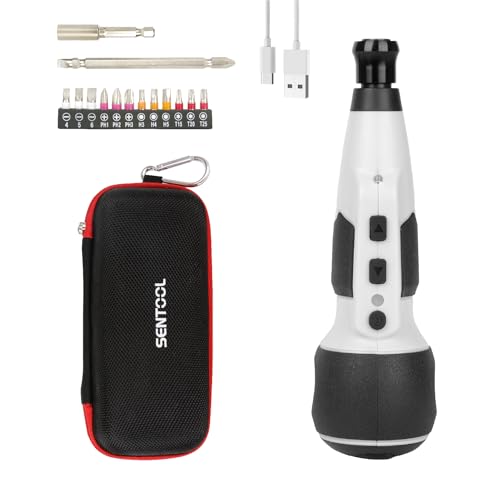 SENTOOL 電動ドライバー 小型 ペン型 手動兼用 収納ケース付属 USB Type C充電式ドライバー 女性や初心者でも簡単に使える 家具の組み立て・手作りインテリアに 電池の残量表示機能付き LED残照機能付き 2026年新型 TMD38B(単速)