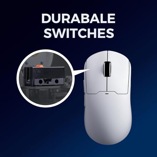 Image of MCHOSE A5 V2 Ultra Lightweight Wireless Mouse, Symmetrical Design, 54 Grams, 8K Hz Wired /4K Hz Wireless Polling Rate, PAW 3395 26K DPI, 120 Hours Battery Life, Tri-Mode Connectivity - White