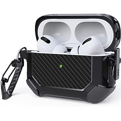 AirPods Pro Case with Lock, AirPods Pro Charging Case Dual Layer Dust Guard Shockproof, Airpods Pro Case Cover for Apple Side Lock AirPods Wireless Charging Case Compatible ( Black ) Cover