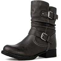 GLOBALWIN Women's Fur Booties Fashion Combat Ankle Boots For Women