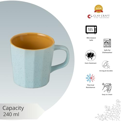 Image of Clay Craft Fine Ceramic Armada Coffee Mug Set of 6, Cups for Tea & Coffee, Mug Set, Gift Set, Elegant Design for Home and Kitchen and Can Be Gifted to Your Loved Ones On Any Occassions