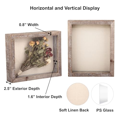 Image of Shadow Box Rustic Picture Frame 12x16 Natural Wood Display Case for Memorabilia, Awards, Medals, Photos - Barnwood
