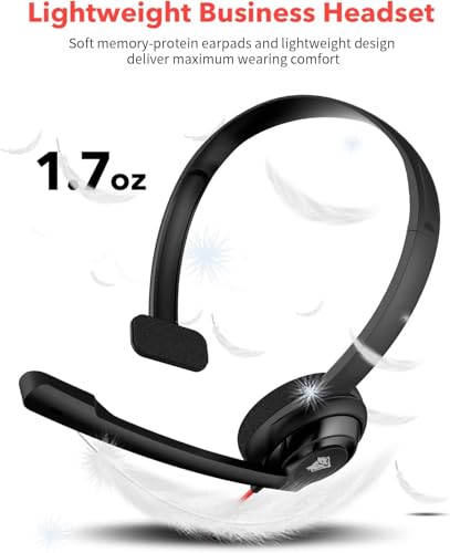 Image of NUBWO HW02 USB Headset with Microphone Noise Cancelling &in-line Control, Ultra Comfort Computer Headphones for Laptop pc, On-Ear Wired Office Call Center Headsets for Boom Skype Webinars (Red)