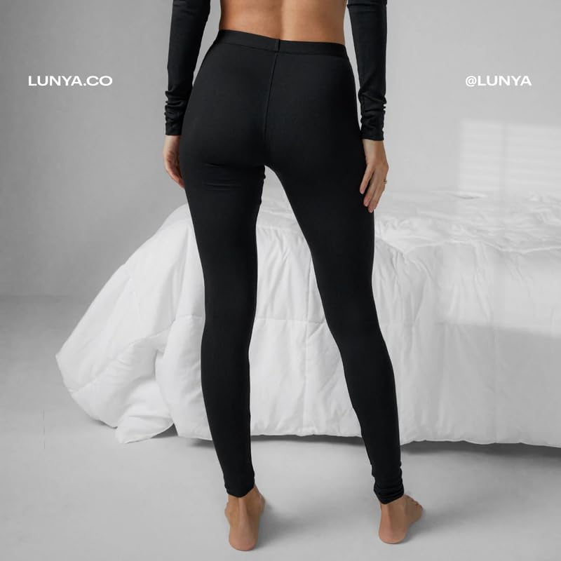 Lunya Soft Modal Ribbed Leggings Women - High Waisted Soft Leggings - Smooth Design - No-Twist Waistband - Immersed Black - Image 4