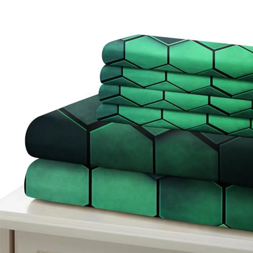 Parure de lit nid d'abeille géométrique en microfibre double douceur avec fermeture éclair - 7