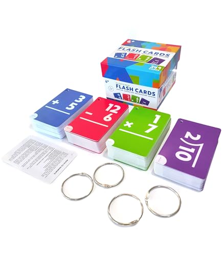 Image of Carson Dellosa 349 Addition, Subtraction, Division, and Multiplication Flash Cards, 4 Sets of Flashcards, Math Games for Kids 8-12, 3rd Grade Mathematics and Up