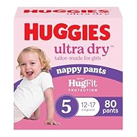 Huggies Ultra Dry Nappy Pants Girls Size 5 (12-17kg) 80 Count - Packaging May Vary