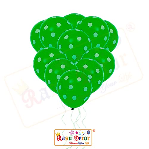 Image of RasuDecor 20 Pieces 12 inch Polka Dot Latex Balloon Green and White Dot Colorful Balloons, 12 Inch Latex Polka Dots Balloons for Kids Women Men Birthday Easter Engagement Wedding, Halloween Party Supplies Decor #RasuImpex (20Pcs 12 inchPolkaDotGreenWhite)