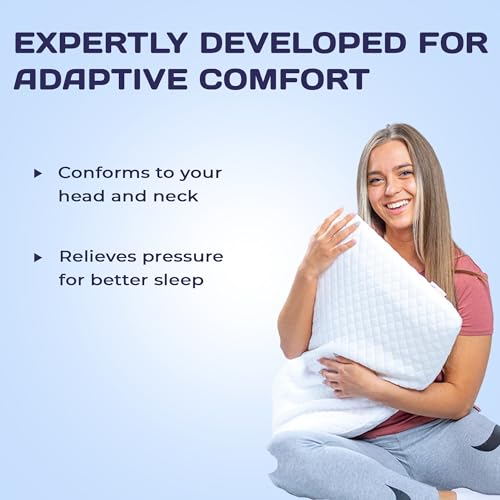 Image of Billebon Memory Foam Pillow, Orthopedic Pillows for Sleeping, Pillow for Neck Pain and Shoulder Pain, with Cover, White, Pack of 1