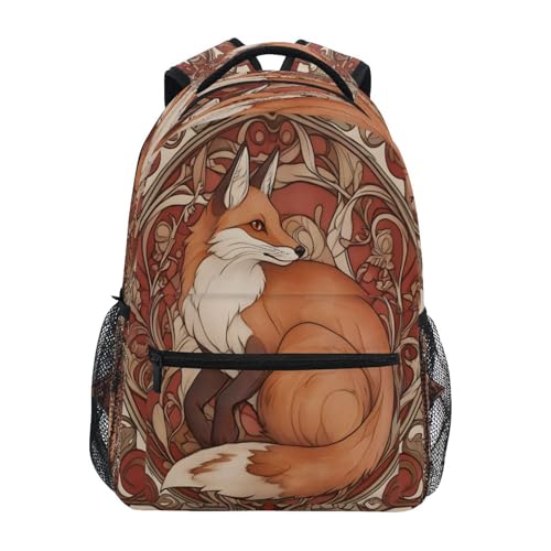 Fox Flower Backpack for School Boys Girls Adults Kids Bookbag Laptop Bag 18L