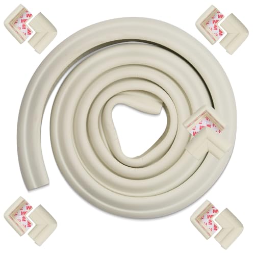 Image of BAYBEE Corner Protector for Baby, Baby Proofing Cushion Guards with 6.5ft Edge Strip & 10 Pcs, Child Safety Protector for Furniture, Table Corners Edge Protector for Kids (White)