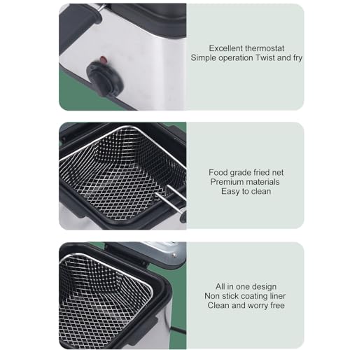 Fritadeira elétrica de batatas fritas Fritadeira elétrica, 2,5L 1000W Fritadeira elétrica quadrada d