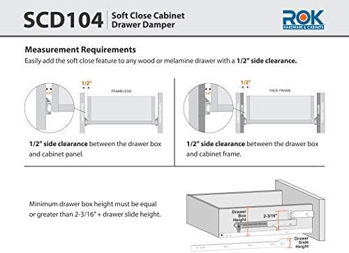 10-Pack Rok Hardware Soft Close for Wood Drawers/Soft Close Drawer Adapter/Add-On/Retrofit (Gray), SCD104G