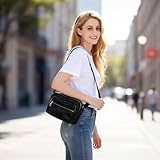 Iridsmole Crossbody Bag for Women, Multi Pocket Crossbody Bag, Ladies Lightweight Handbag Bag, Waterproof Shoulder Bag for Women, Large Capacity Handbag for Shopping Travel Work Daily, Black - Image 3