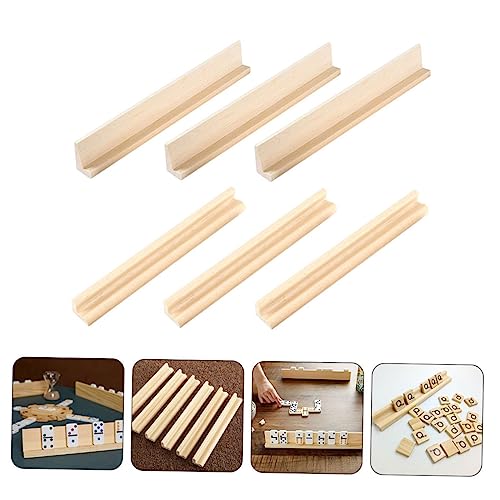 6 piezas soporte de dominó de madera para jugar miniatura 4
