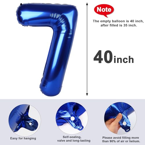 Image of 7 Balloon Numbers Birthday Decorations, 40In Navy Blue Balloons for Party | Eye-catching Appearance, Perfect Decorative Centerpieces, Convenient Self-sealing Structure, Widely for Various Occasions