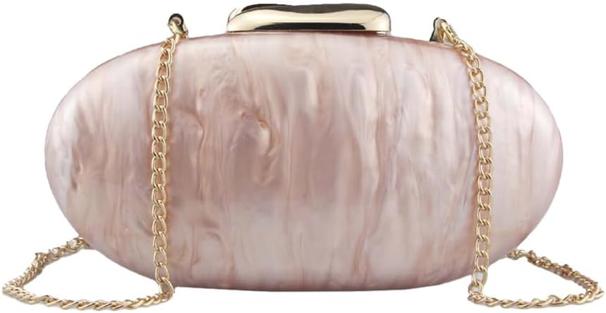 Shell Acrylic Beaded Purse Egg Shape Evening Clutch Oval Handbag for Women Wedding Party Shoulder Bag