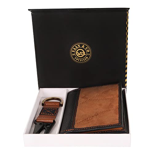 Vaan & Co Men's Wallet Gift Box, Upcycled Genuine Leather (Tan)2