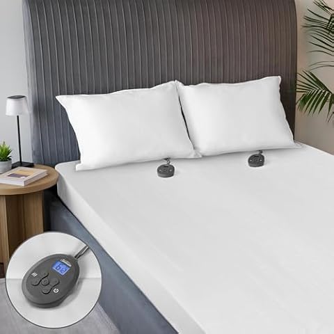 Sunbeam Restful Quilted Electric Heated Mattress Pad Queen Size, 60" x 80", Upgraded Memory Controller with 12 Heat Settings, 12-Hour Selectable Auto Shut-Off, Fast Heating, Machine Washable